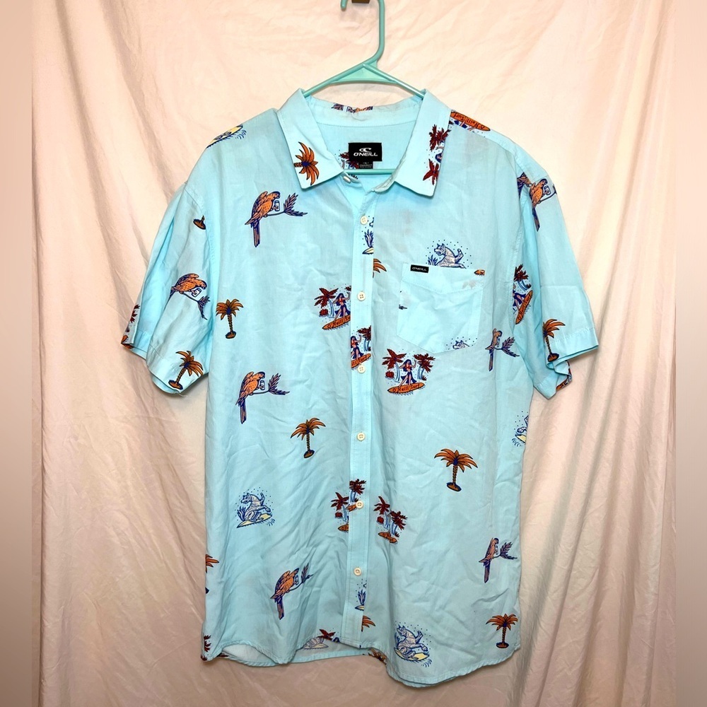 O’Neill Artist Series Button-up Shirt - Jon Schubert - Light Blue - XL